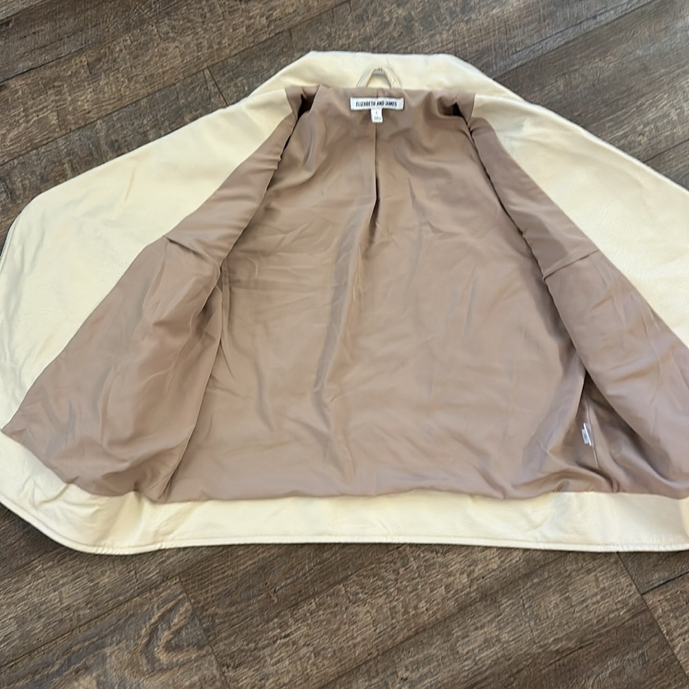 Elizabeth and James Ivory Cream Faux Leather Zip motto style jacket - Picture 7 of 12